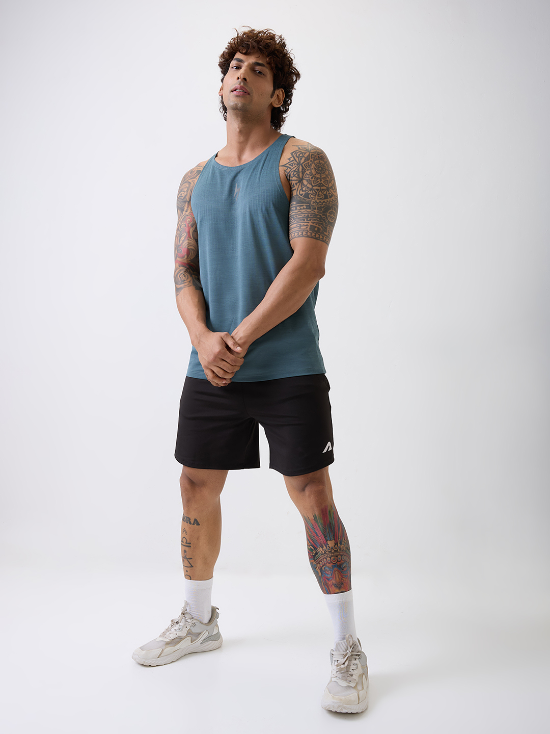 Hardik Pandya HP Teal Round Neck Vests (8)