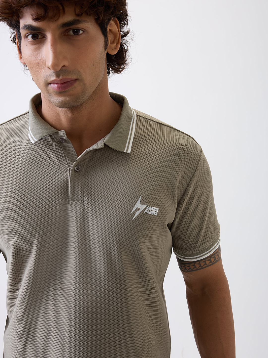 Hardik Pandya Men All-Terrain Polo Neck T-Shirt in Treron Green, Stretchable and Textured with Heavy Gauge Premium Fabri (2)
