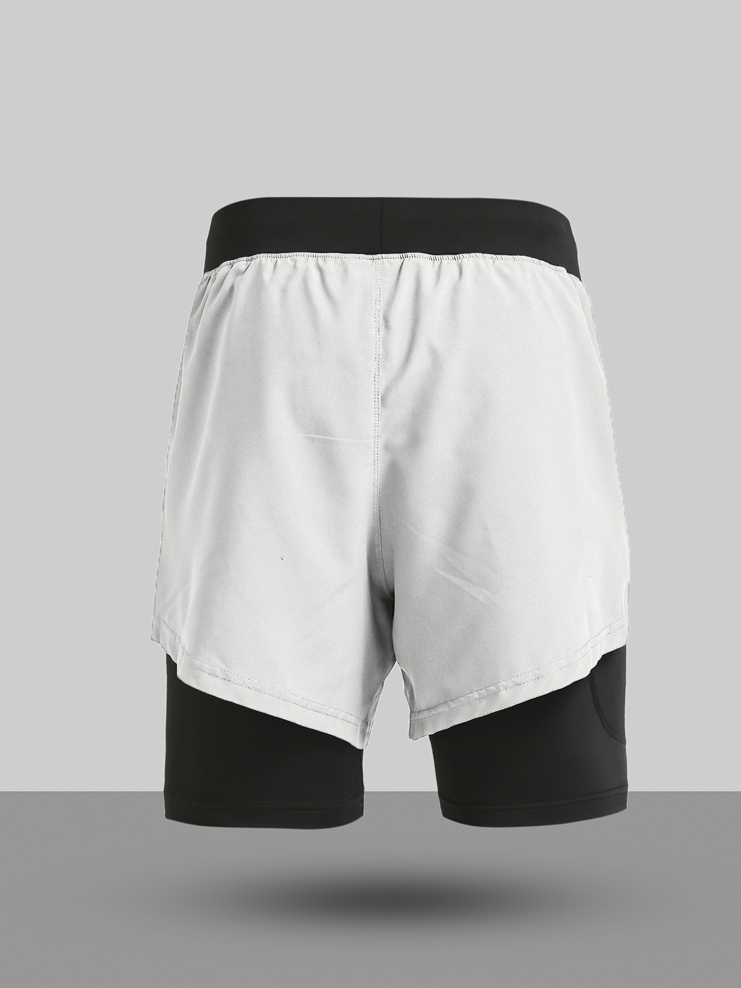 Hardik Pandya Men 2-in-1 Compression Athletic Lightweight Activewear Grey and Black Short for Workout, Gym, Running, Yog (9)
