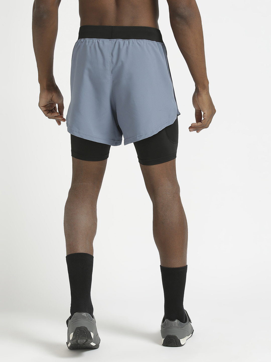 Hardik Pandya Men 2-in-1 Compression Athletic Lightweight Activewear Grey and Black Short for Workout, Gym, Running, Yog (4)
