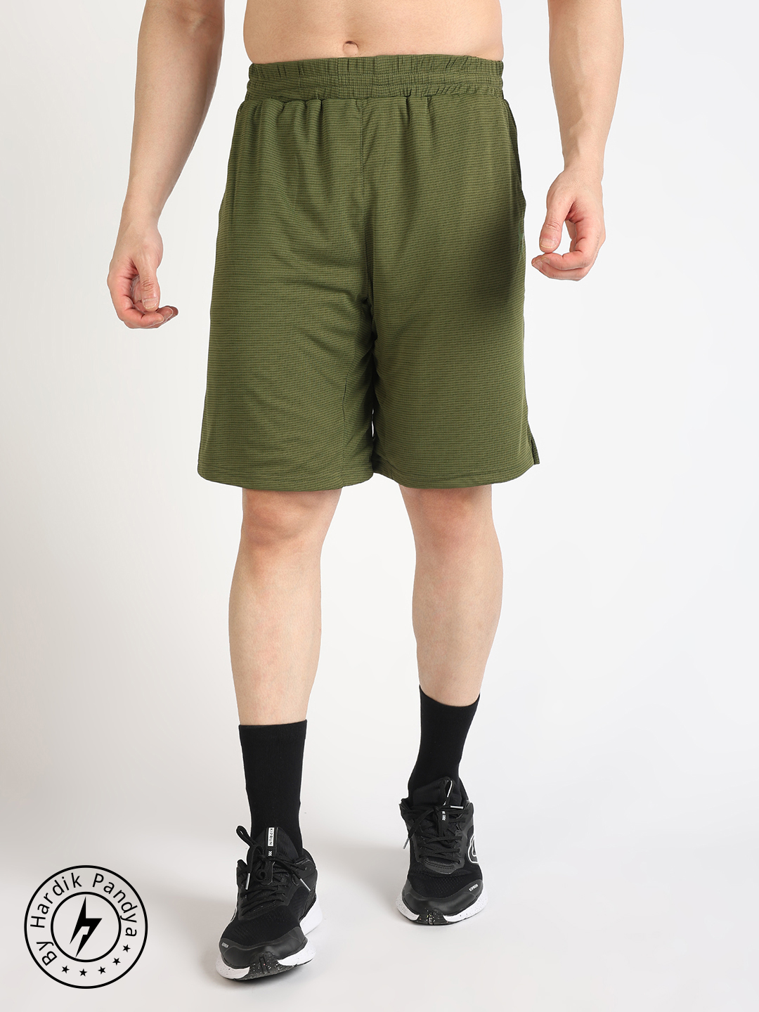Men Adaptive Athletic Lightweight Activewear Olive Short for Workout, Gym, Running, Yoga and Sports