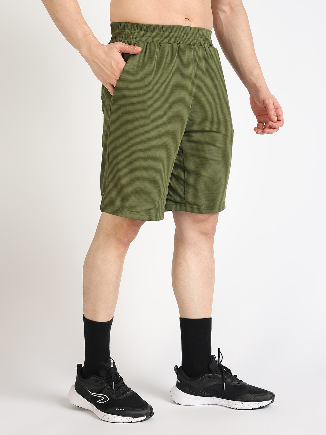 Hardik Pandya Men Adaptive Athletic Lightweight Activewear Olive Short for Workout, Gym, Running, Yoga and Sports (3)