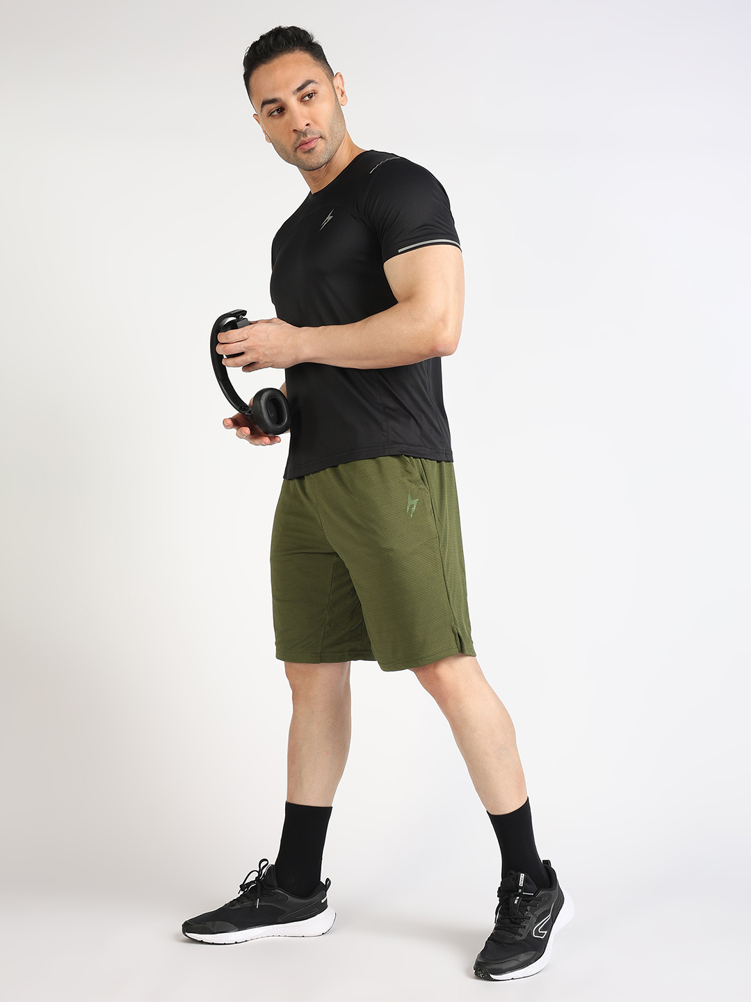 Hardik Pandya Men Adaptive Athletic Lightweight Activewear Olive Short for Workout, Gym, Running, Yoga and Sports (6)