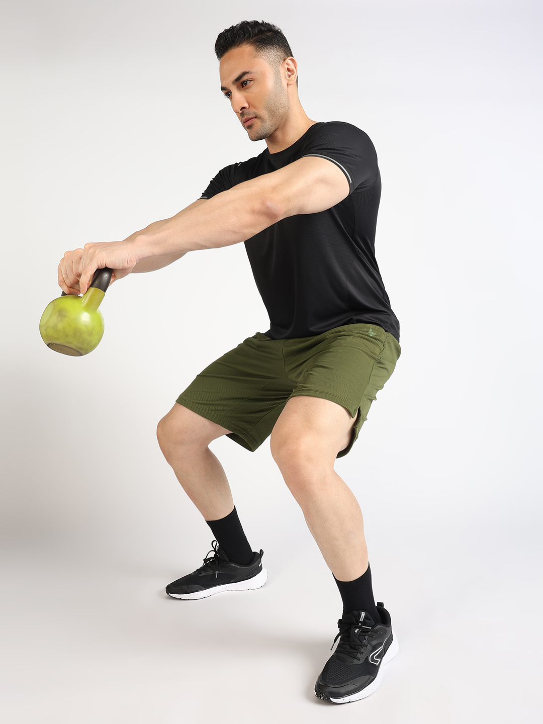 Hardik Pandya Men Adaptive Athletic Lightweight Activewear Olive Short for Workout, Gym, Running, Yoga and Sports (7)