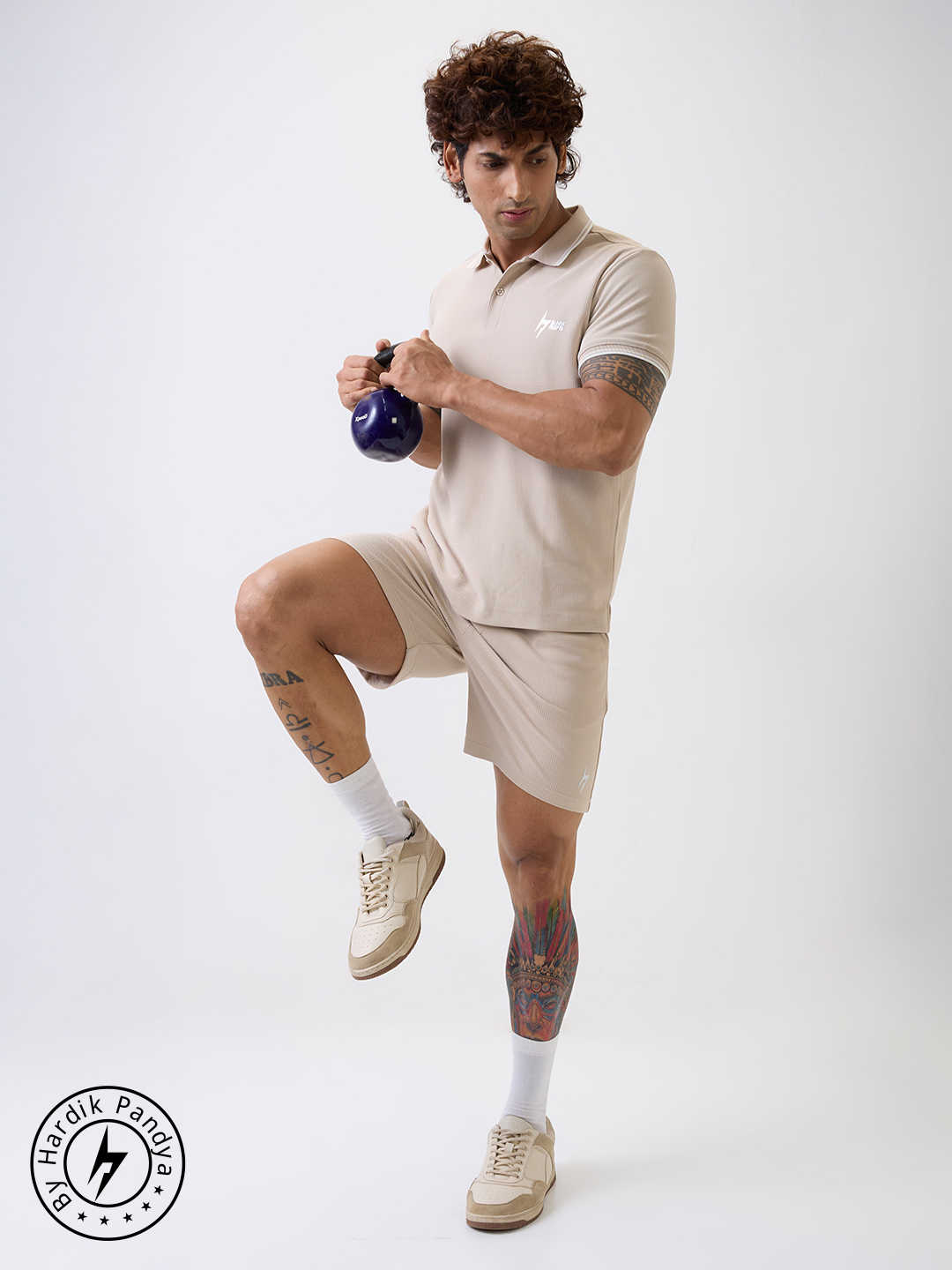 Hardik Pandya Men All-Terrain Co-ord Set in Beige, Stretchable and Textured with Heavy Gauge Premium Fabric