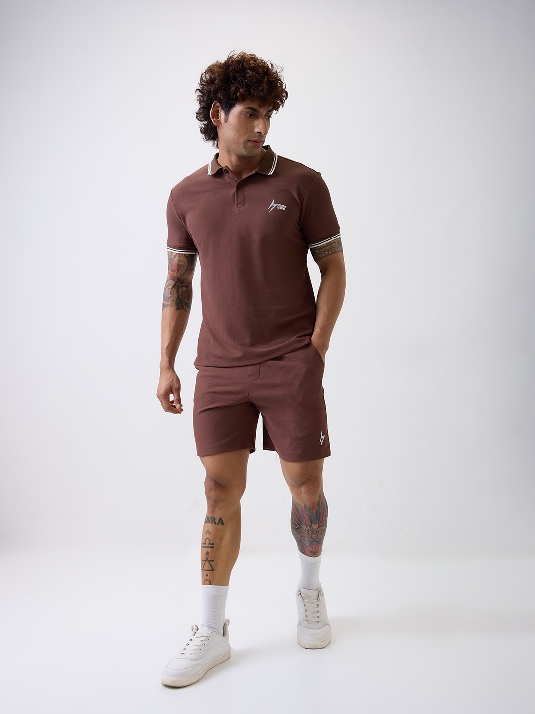 Hardik Pandya Men All-Terrain Polo Neck T-Shirt in Brown, Stretchable and Textured with Heavy Gauge Premium Fabric (7)