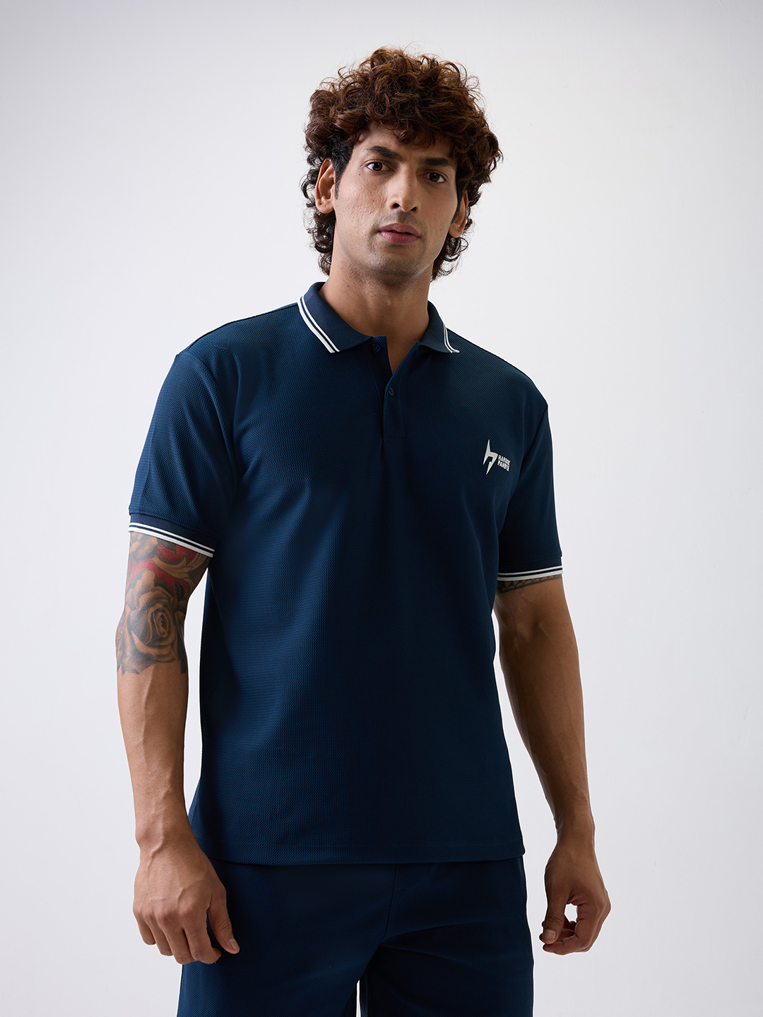 Hardik Pandya Men All-Terrain Polo Neck T-Shirt in Dark Teal, Stretchable and Textured with Heavy Gauge Premium Fabric (5)