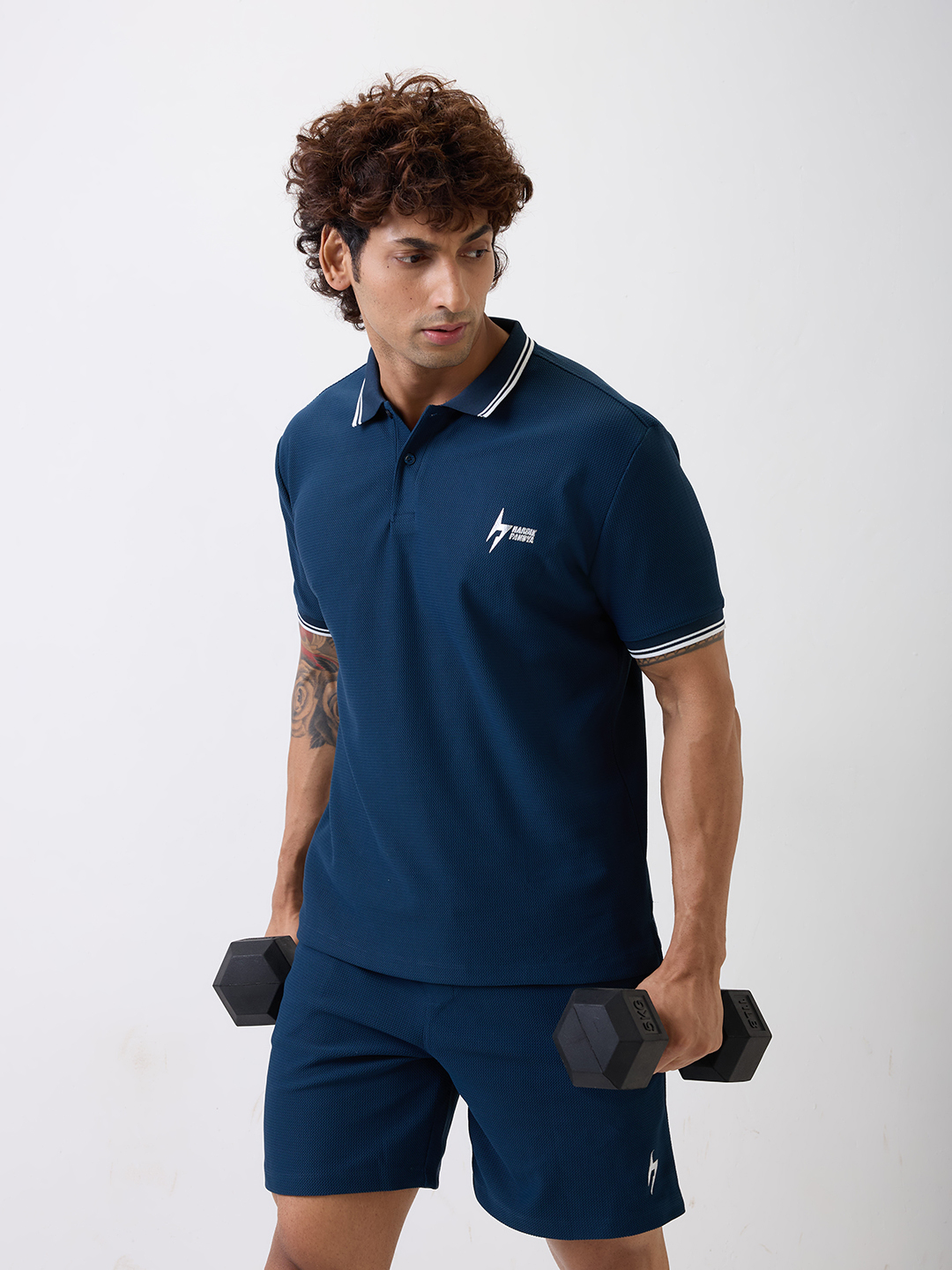 Hardik Pandya Men All-Terrain Polo Neck T-Shirt in Dark Teal, Stretchable and Textured with Heavy Gauge Premium Fabric (3)