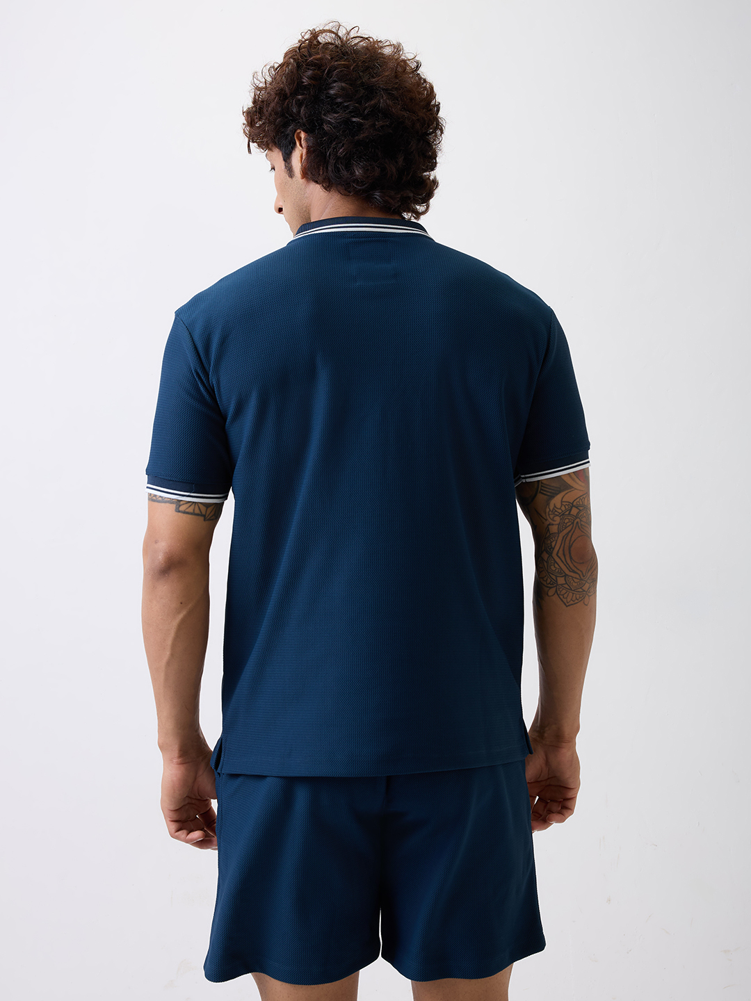 Hardik Pandya Men All-Terrain Polo Neck T-Shirt in Dark Teal, Stretchable and Textured with Heavy Gauge Premium Fabric (4)