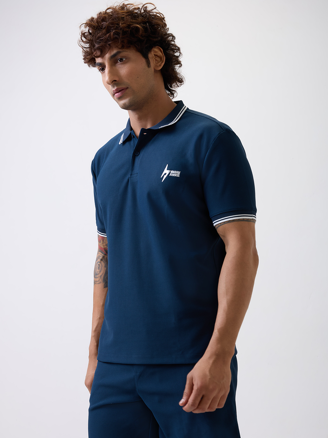 Hardik Pandya Men All-Terrain Polo Neck T-Shirt in Dark Teal, Stretchable and Textured with Heavy Gauge Premium Fabric (2)