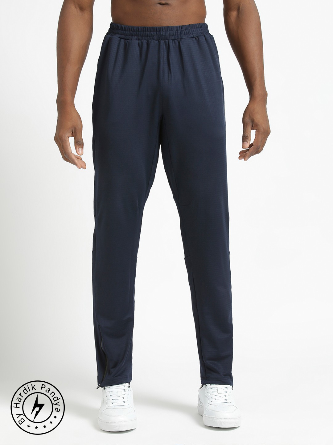 Men Ankle-Zip Active Wear Navy Blue Track Pant for Workout, Gym, Running, Yoga and Sports
