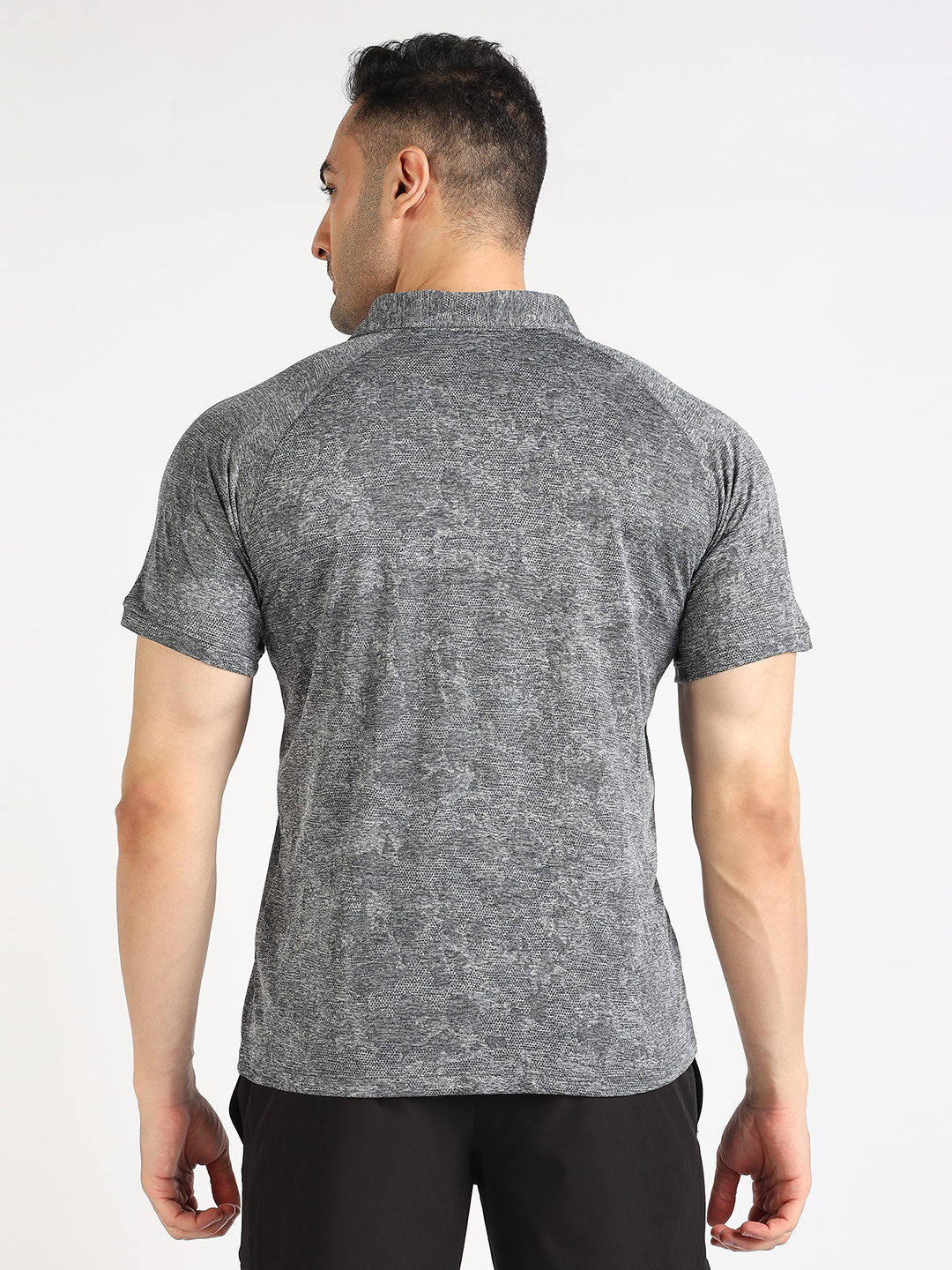 Hardik Pandya Men Burst Athleisure Polo Neck Casual Wear Grey T-Shirt (5)