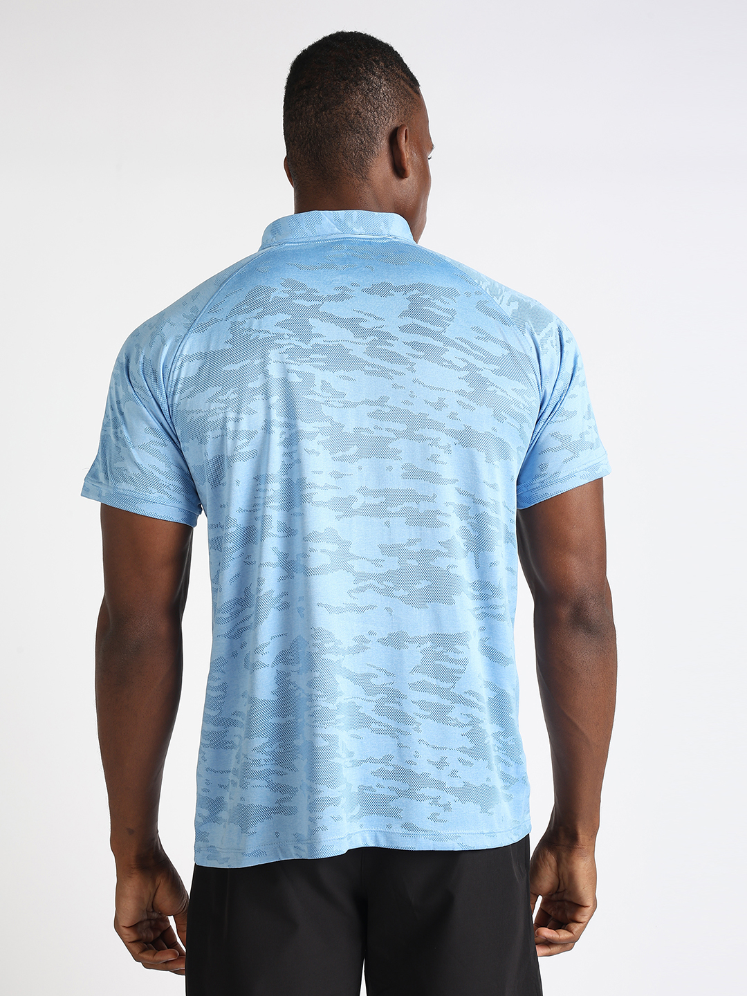 Hardik Pandya Men Burst Athleisure Polo Neck Casual Wear Light Blue T-Shirt (5)