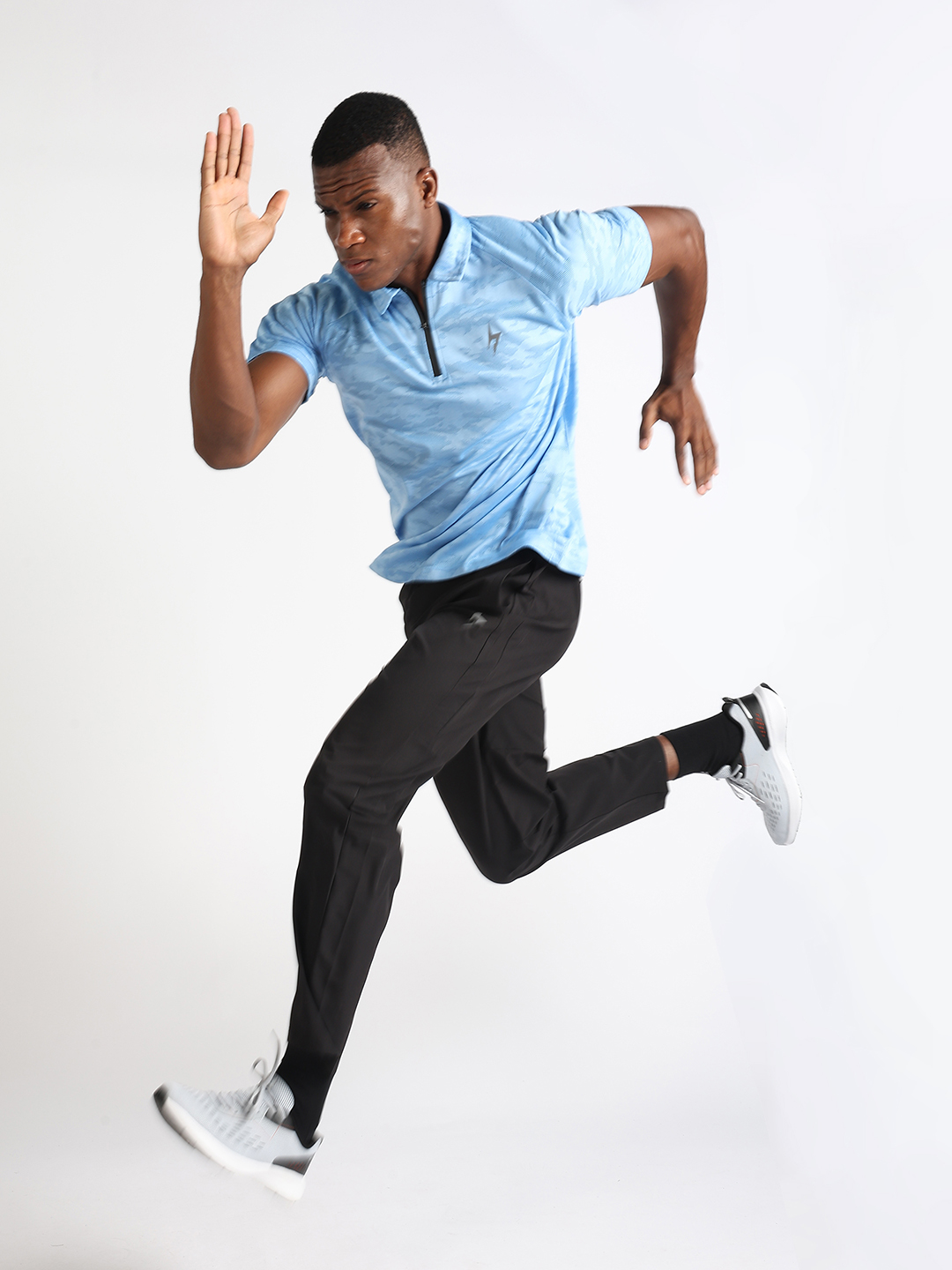 Hardik Pandya Men Burst Athleisure Polo Neck Casual Wear Light Blue T-Shirt (6)