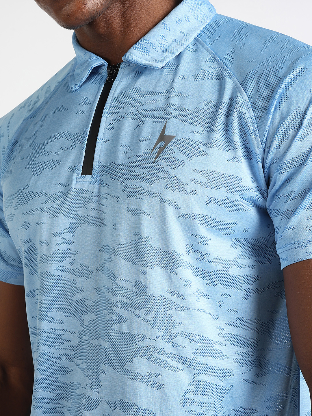 Hardik Pandya Men Burst Athleisure Polo Neck Casual Wear Light Blue T-Shirt (8)