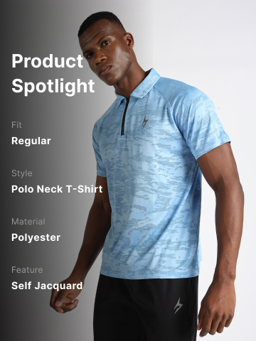 Hardik Pandya Men Burst Athleisure Polo Neck Casual Wear Light Blue T-Shirt (9)