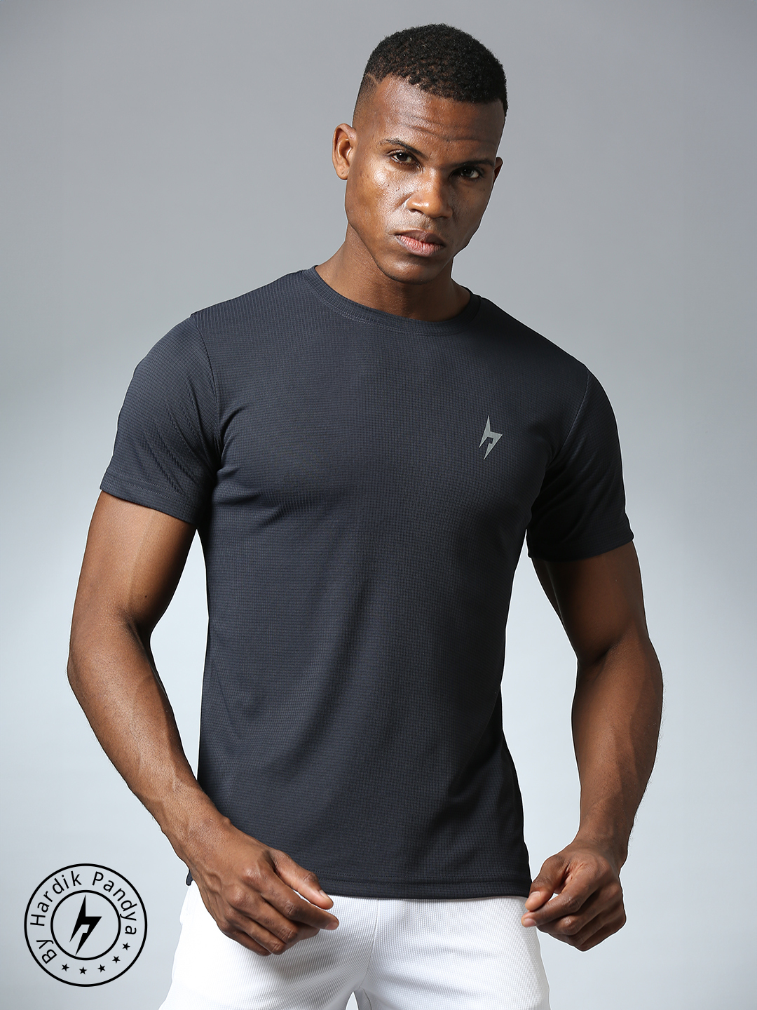 Men Compression Round Neck Quick Dry Grey T-Shirt for Gym, Running, Yoga, Indoor & Outdoor Sports