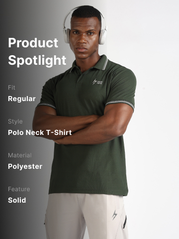 Hardik Pandya Men Decode Athleisure Polo Neck Casual Wear Green T-Shirt (11)