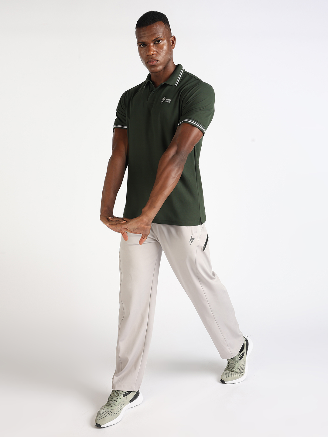Hardik Pandya Men Decode Athleisure Polo Neck Casual Wear Green T-Shirt (7)
