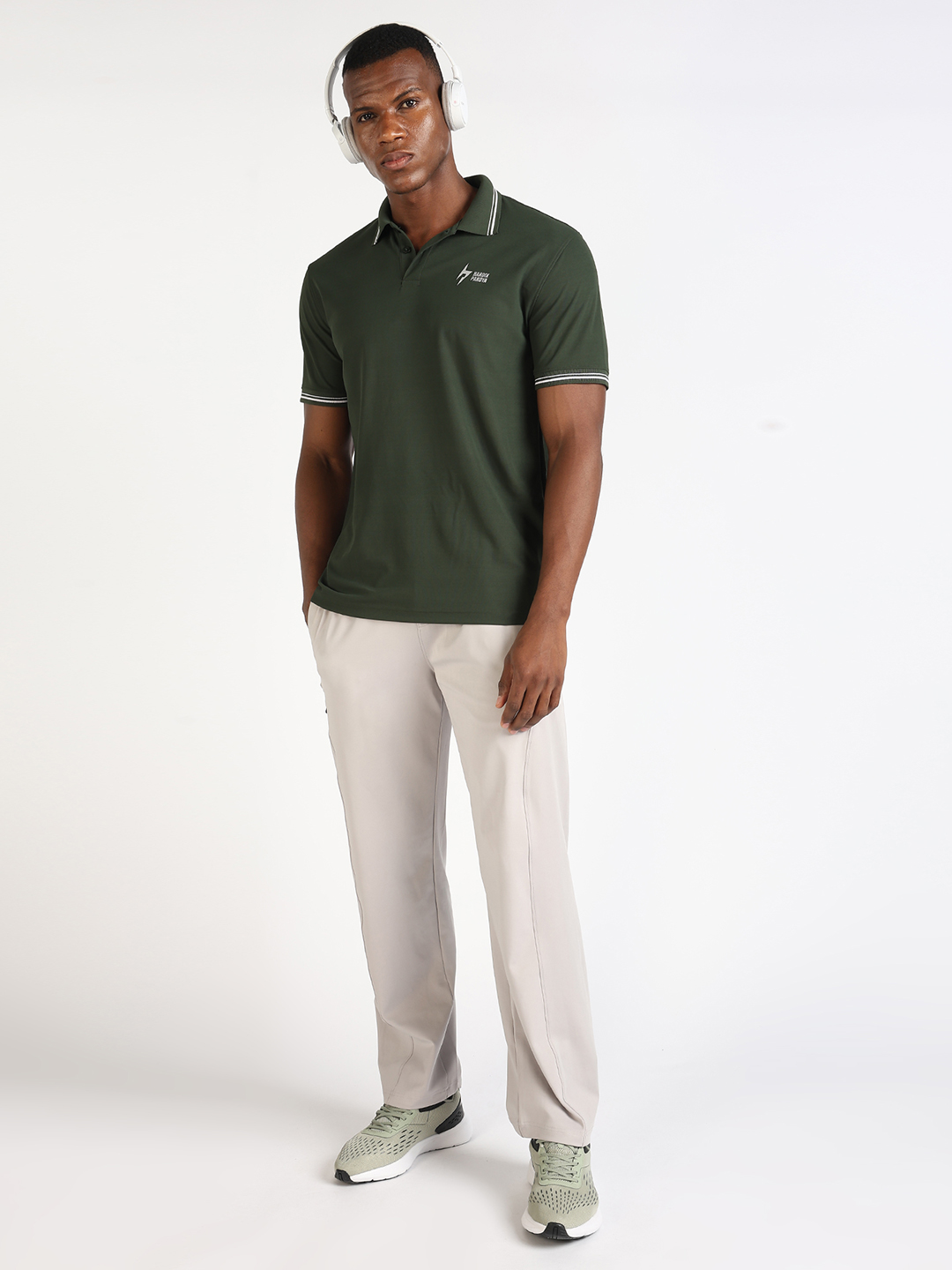 Hardik Pandya Men Decode Athleisure Polo Neck Casual Wear Green T-Shirt (8)