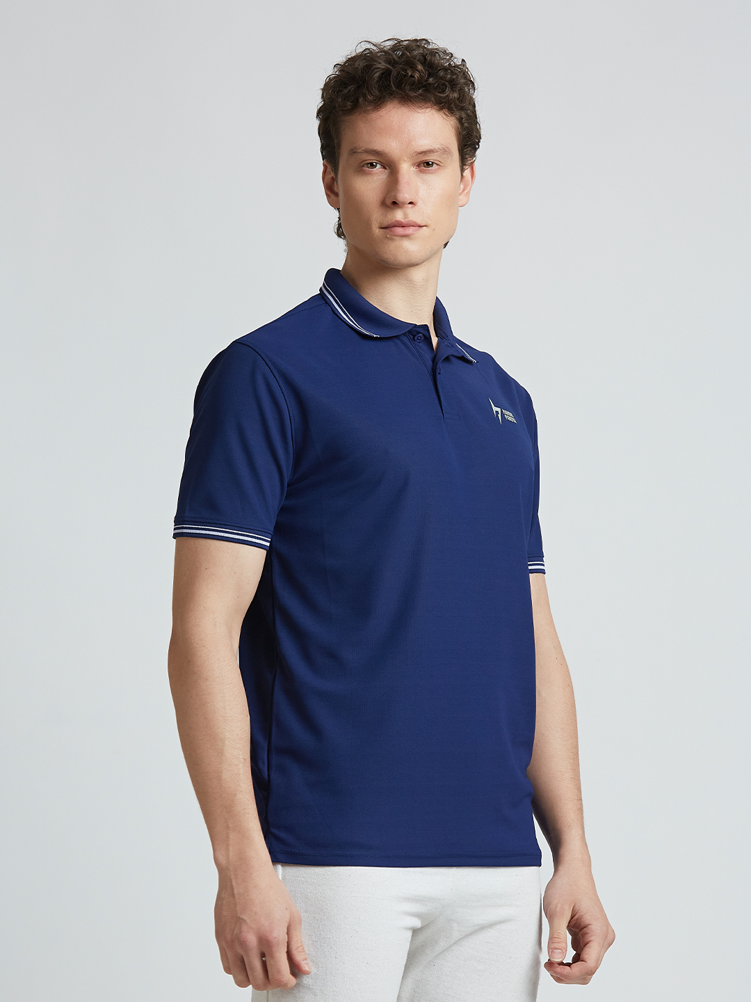 Hardik Pandya Men Decode Athleisure Polo Neck Casual Wear Navy Blue T-Shirt (3)