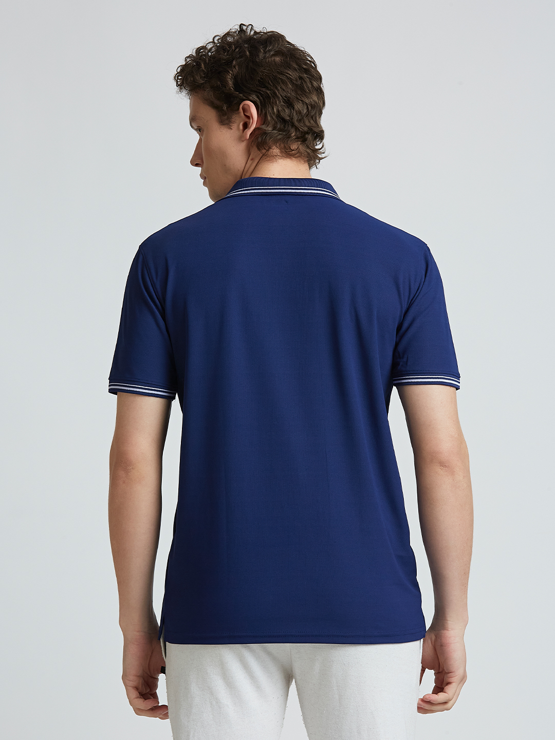 Hardik Pandya Men Decode Athleisure Polo Neck Casual Wear Navy Blue T-Shirt (4)