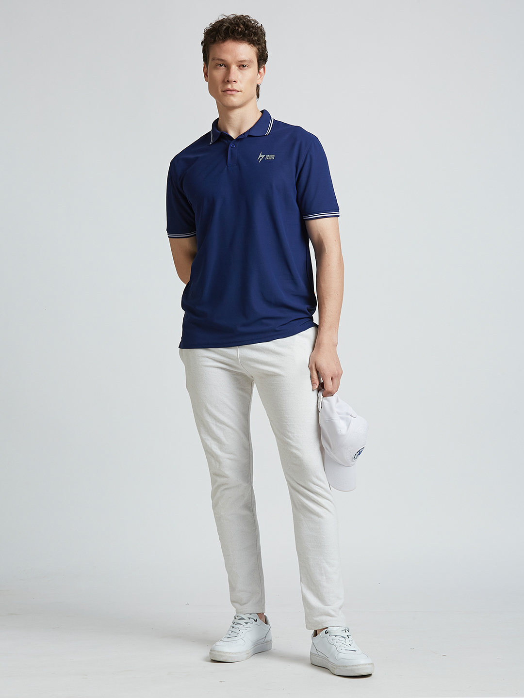 Hardik Pandya Men Decode Athleisure Polo Neck Casual Wear Navy Blue T-Shirt (5)