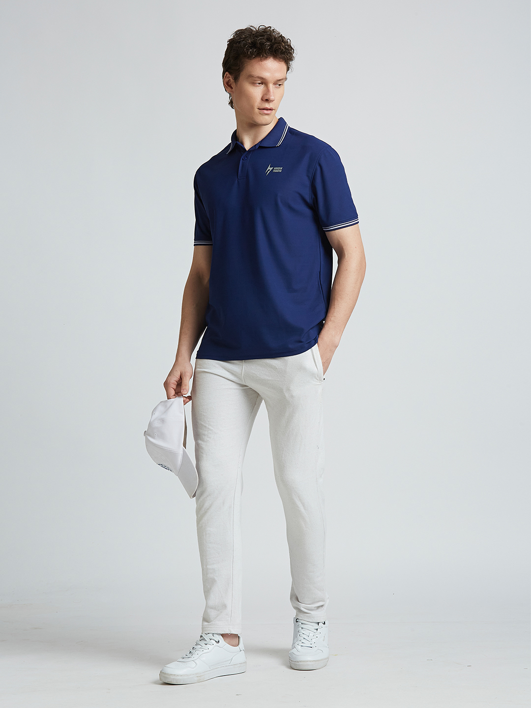Hardik Pandya Men Decode Athleisure Polo Neck Casual Wear Navy Blue T-Shirt (6)