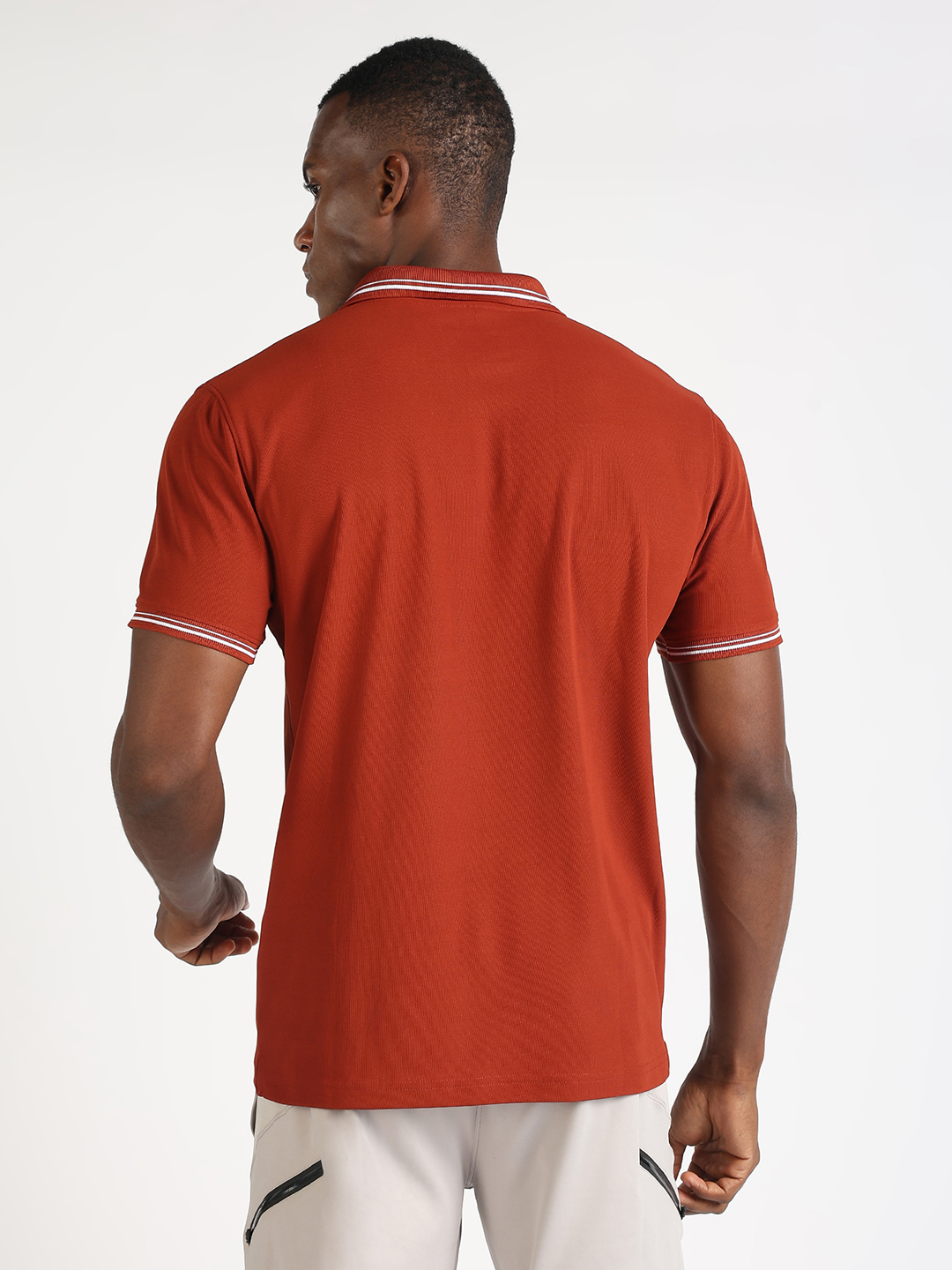 Hardik Pandya Men Decode Athleisure Polo Neck Casual Wear Rust T-Shirt (6)