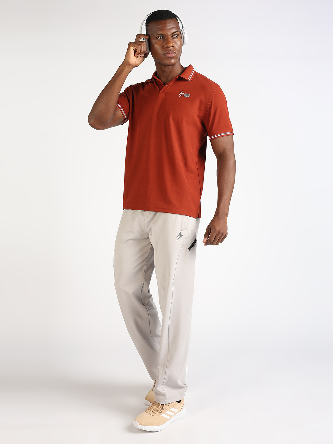Hardik Pandya Men Decode Athleisure Polo Neck Casual Wear Rust T-Shirt (8)