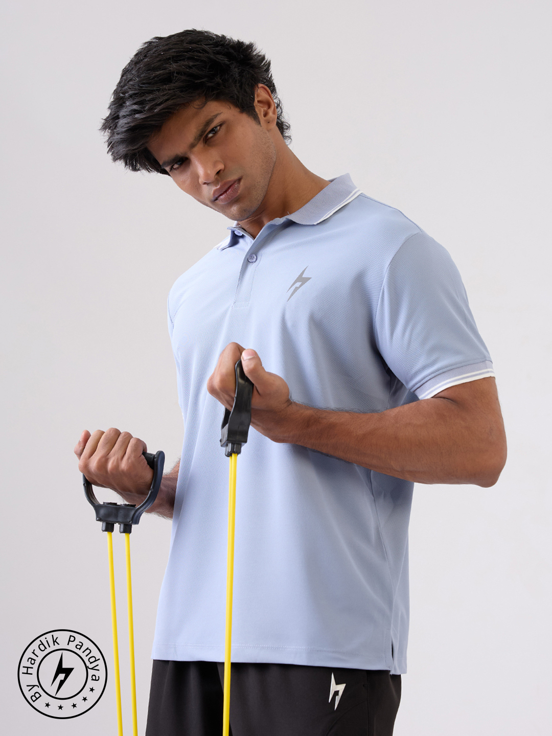 Hardik Pandya Men MVP Polo Neck Casual Wear Blue Shadow T-Shirt