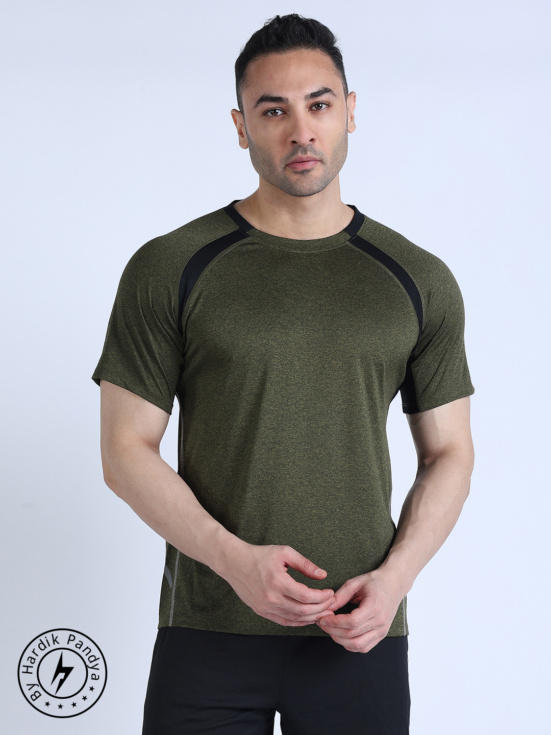 Men Nucleus Round Neck Quick Dry Olive T-Shirt for Gym, Running, Yoga, Indoor & Outdoor Sports