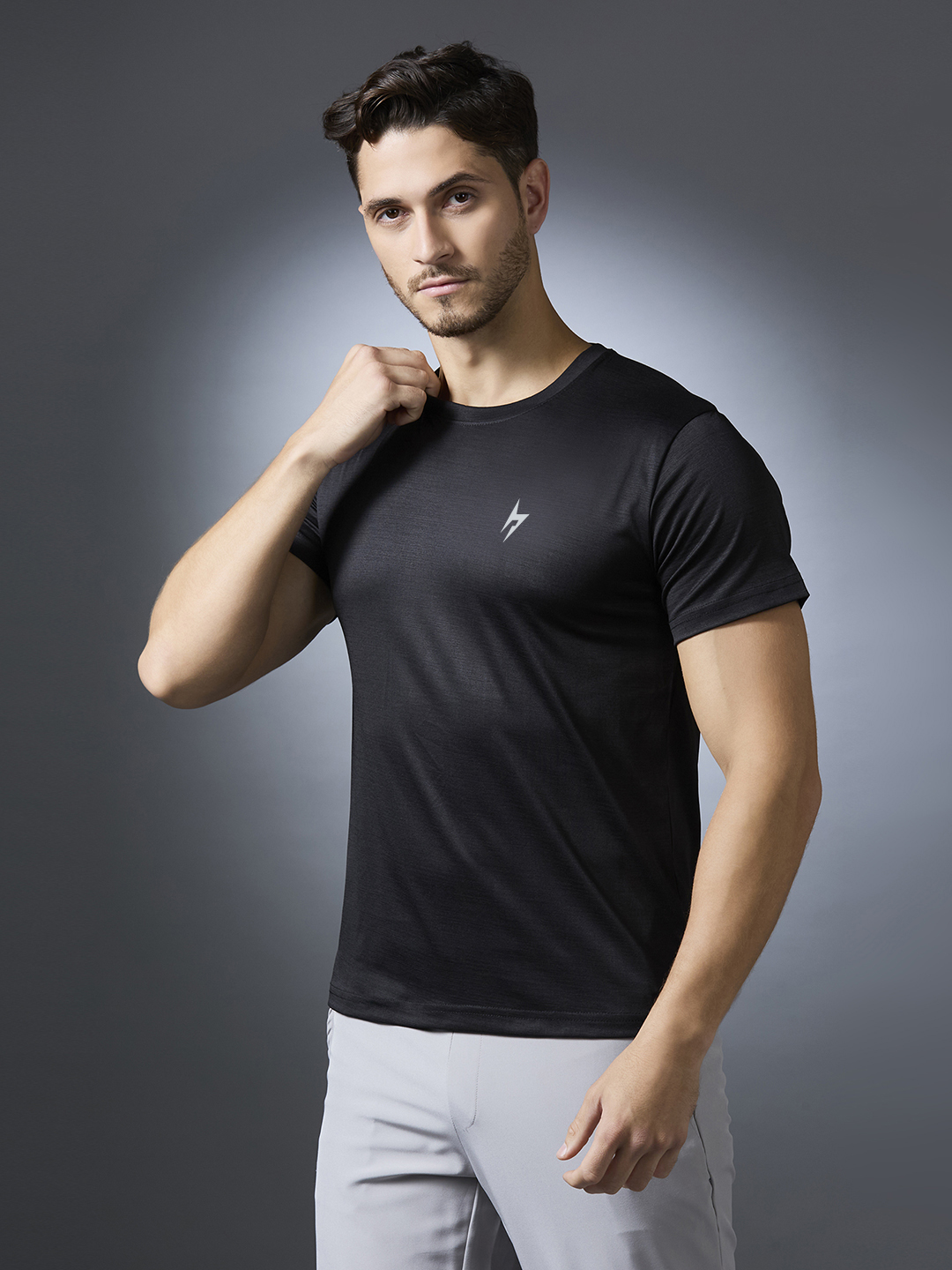 Hardik Pandya Men Performance Round Neck Quick Dry Black T-Shirt for Gym, Running, Yoga, Indoor & Outdoor Sports (2)