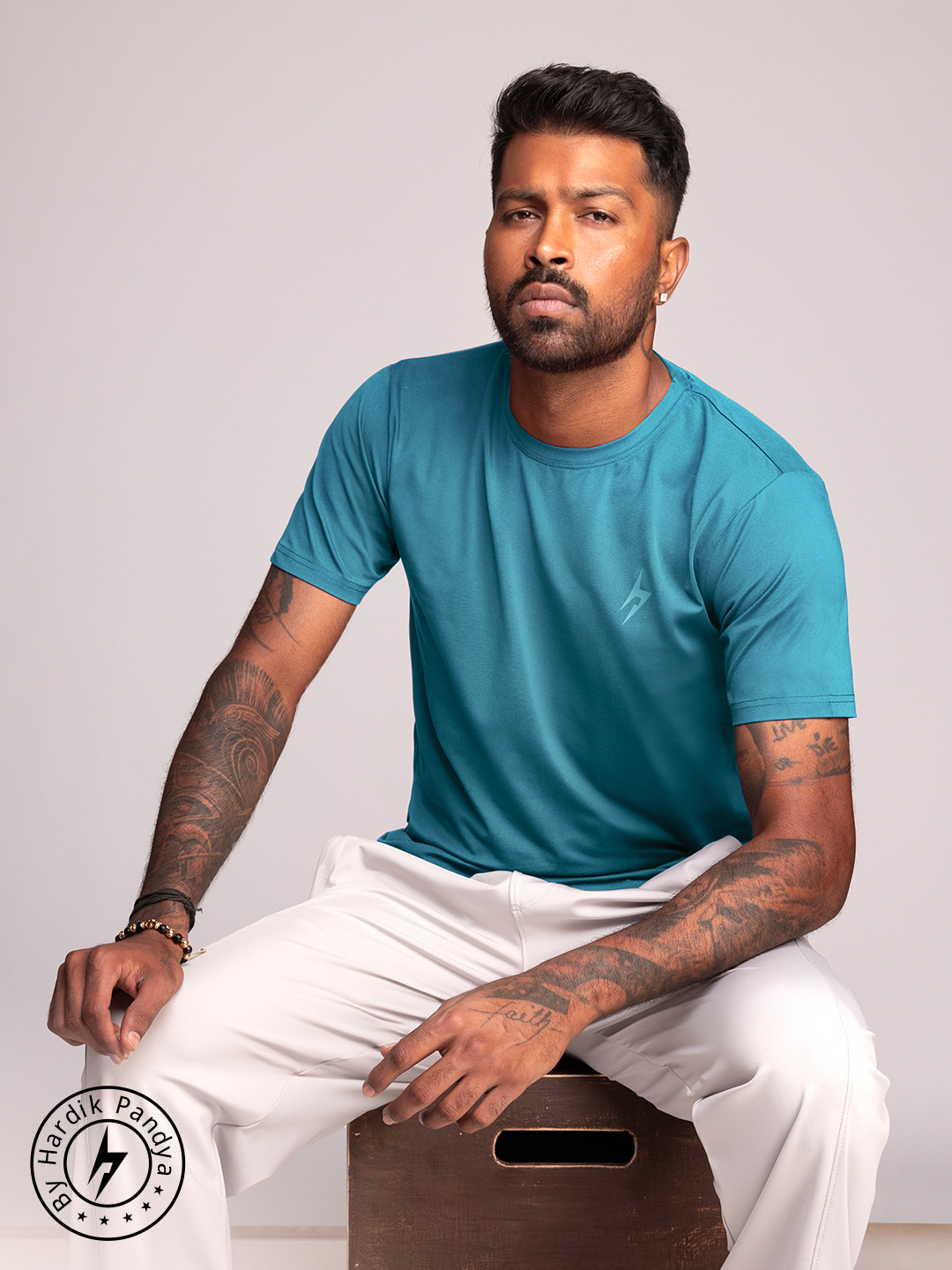 Hardik Pandya Men Performance Round Neck Quick Dry Blue T-Shirt for Gym, Running, Yoga, Indoor & Outdoor Sports
