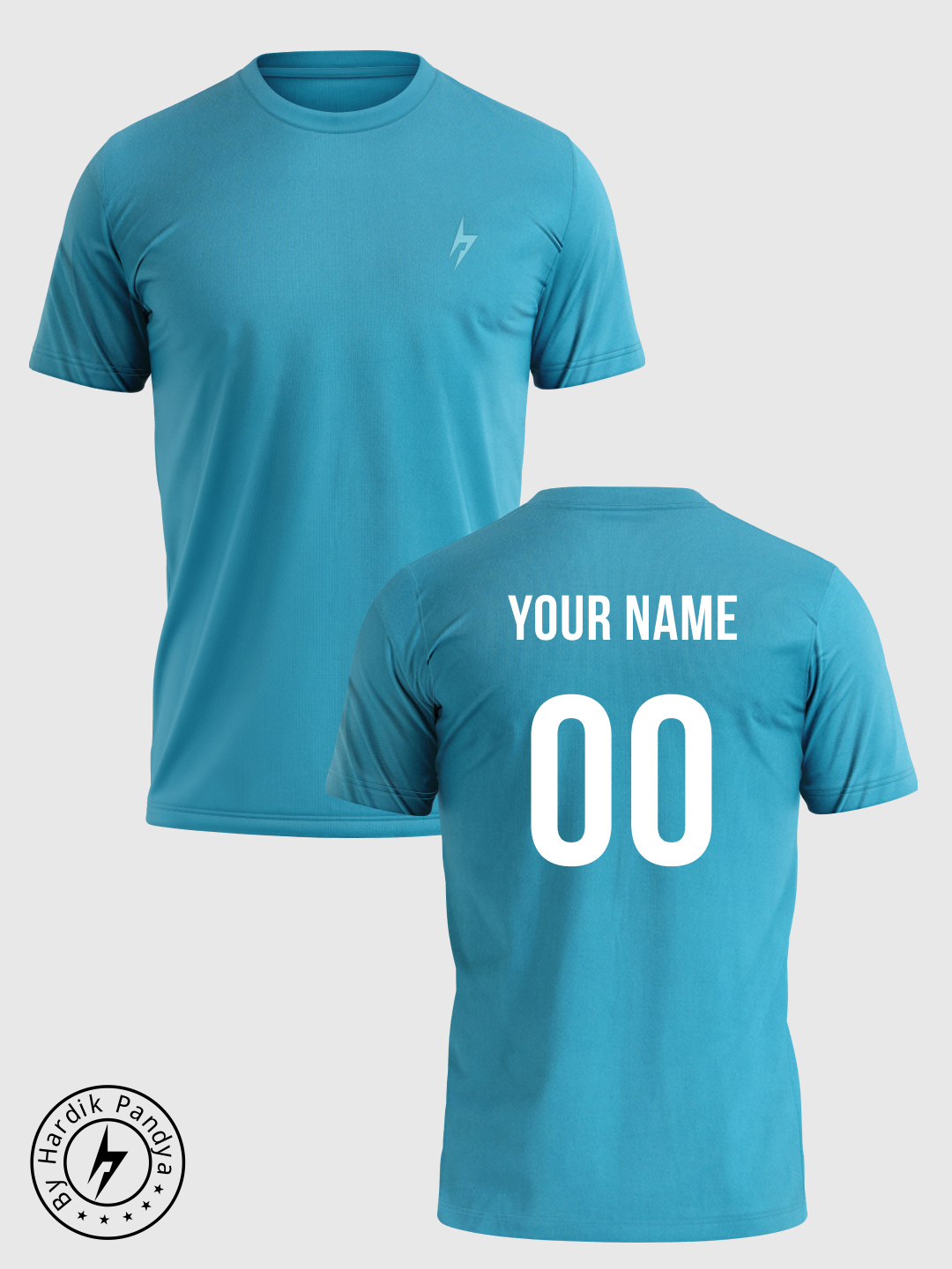 Hardik Pandya Men Performance Round Neck Quick Dry Blue T-Shirt for Gym, Running, Yoga, Indoor & Outdoor Sports - Custom