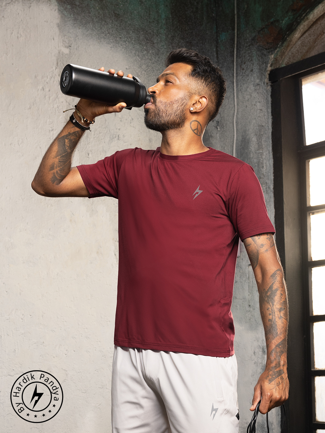 Hardik Pandya Men Performance Round Neck Quick Dry Maroon T-Shirt for Gym, Running, Yoga, Indoor & Outdoor Sports - Cust (3)