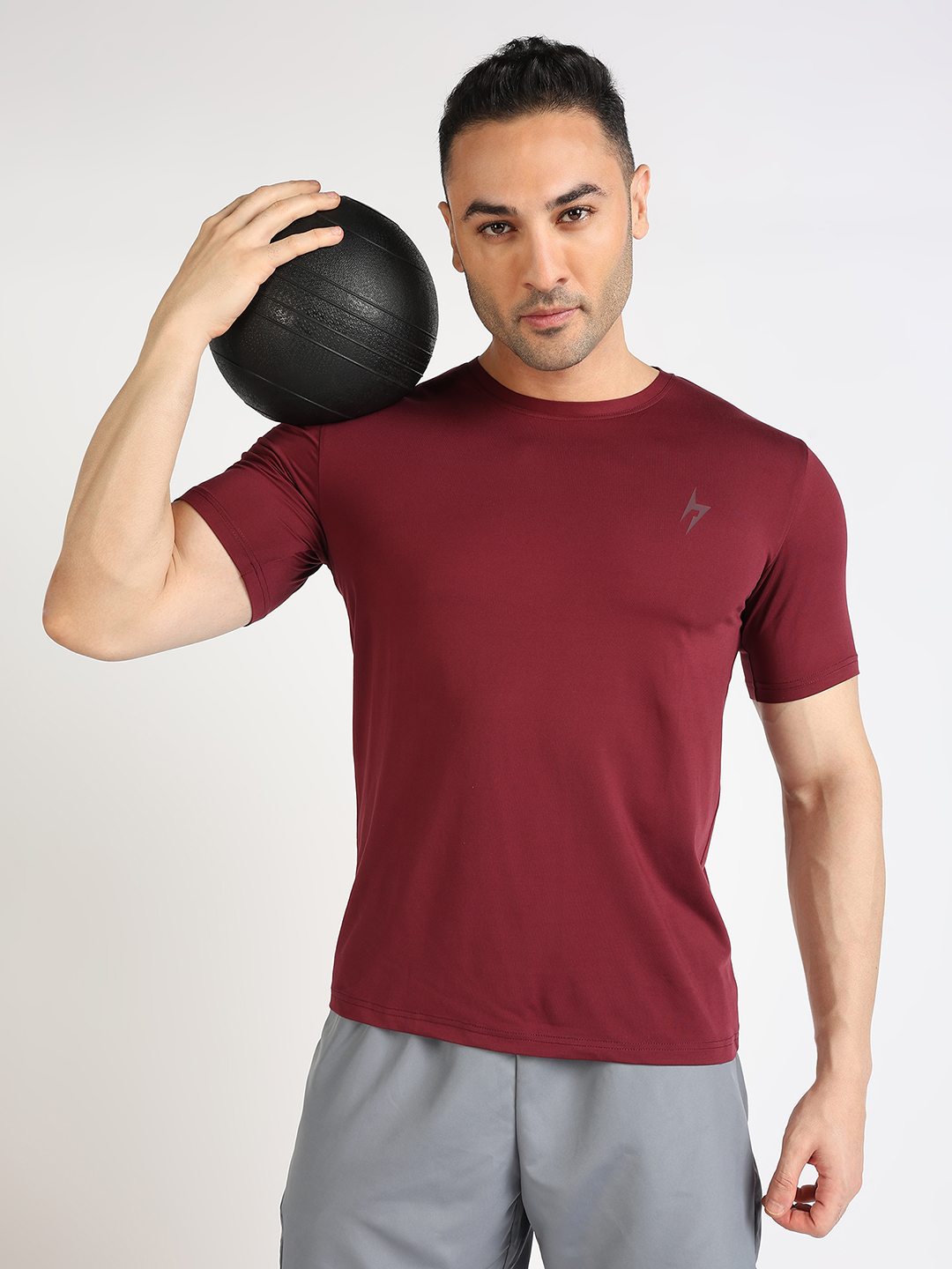 Hardik Pandya Men Performance Round Neck Quick Dry Maroon T-Shirt for Gym, Running, Yoga, Indoor & Outdoor Sports - Cust (4)
