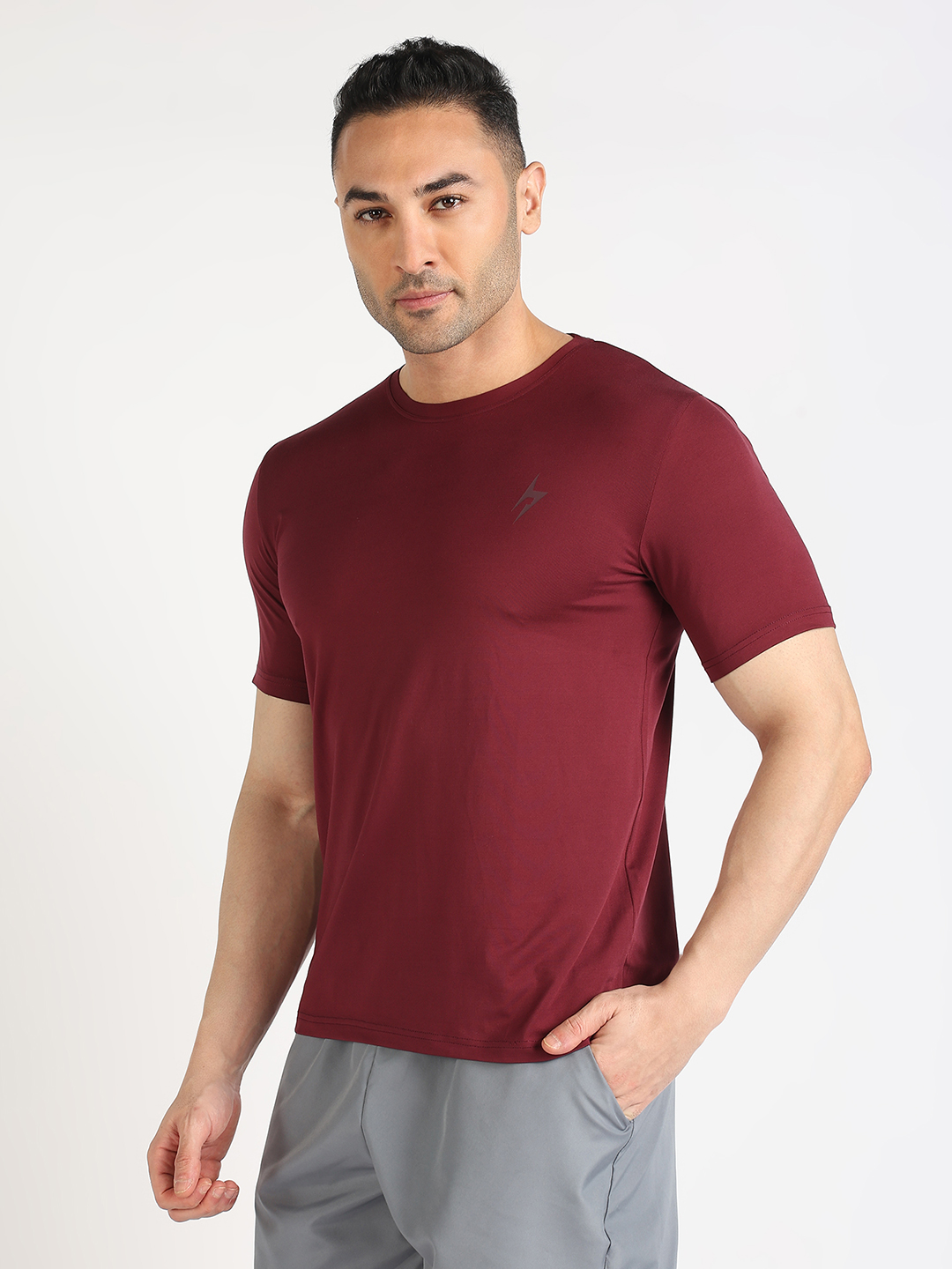 Hardik Pandya Men Performance Round Neck Quick Dry Maroon T-Shirt for Gym, Running, Yoga, Indoor & Outdoor Sports - Cust (6)