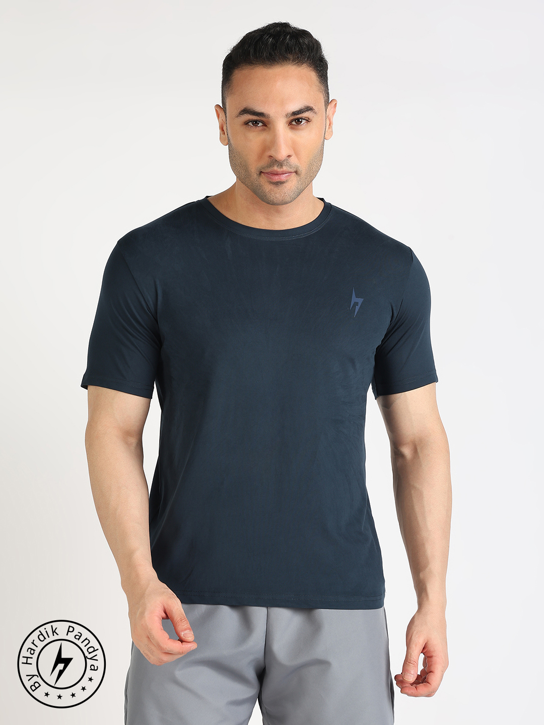 Men Performance Round Neck Quick Dry Navy Blue T-Shirt for Gym, Running, Yoga, Indoor & Outdoor Sports