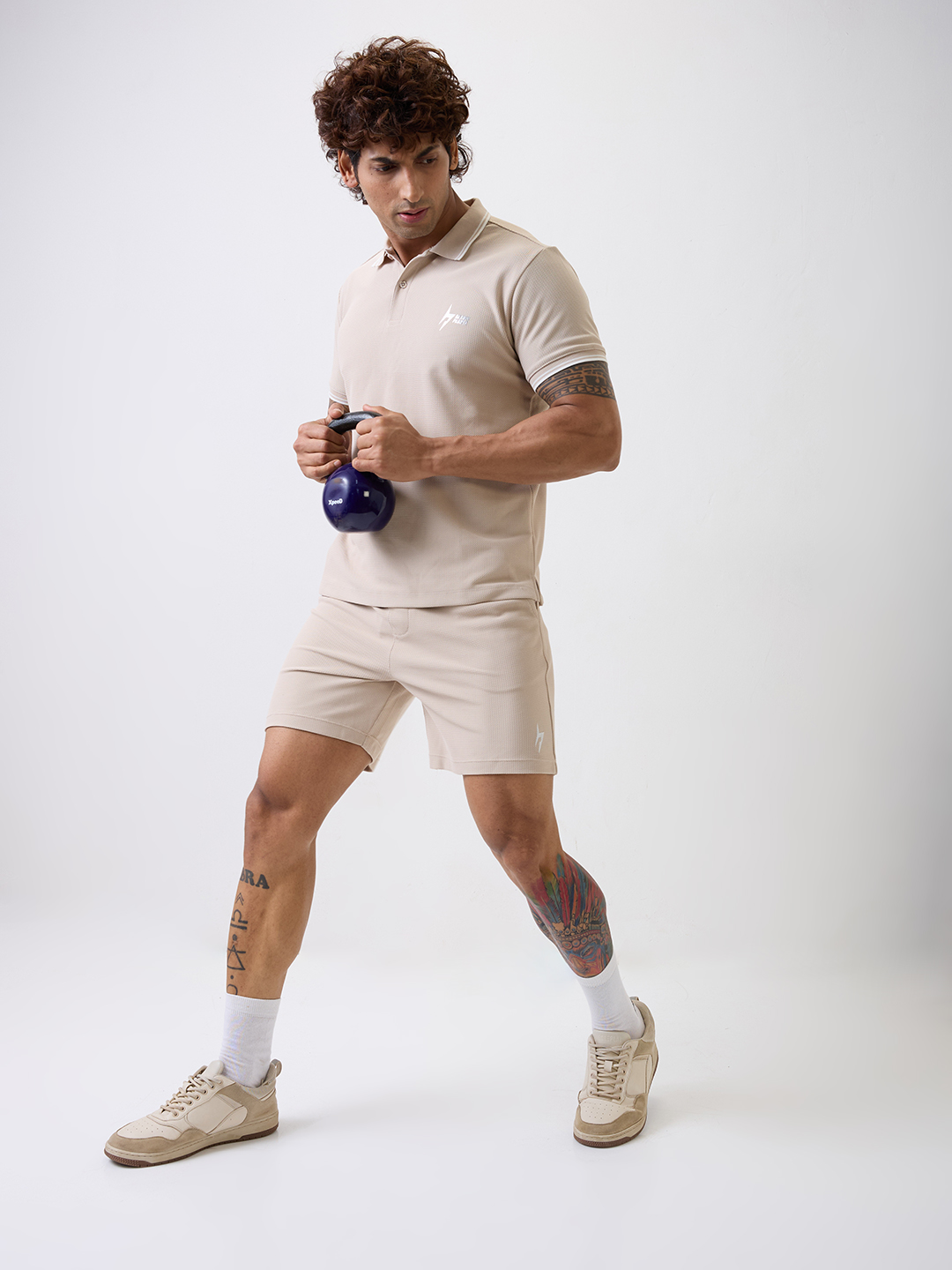 Hardik Pandya Men Playmaker Relaxed Fit Shorts in Beige, Stretchable and Textured with Heavy Gauge Premium Fabric (6)