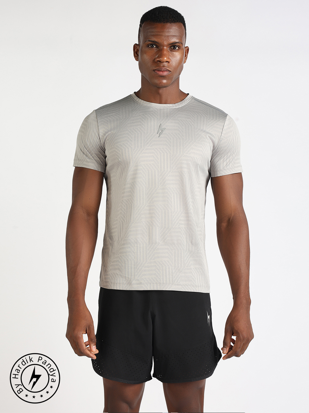 Men Rush Round Neck Quick Dry Light Grey T-Shirt for Gym, Running, Yoga, Indoor & Outdoor Sports