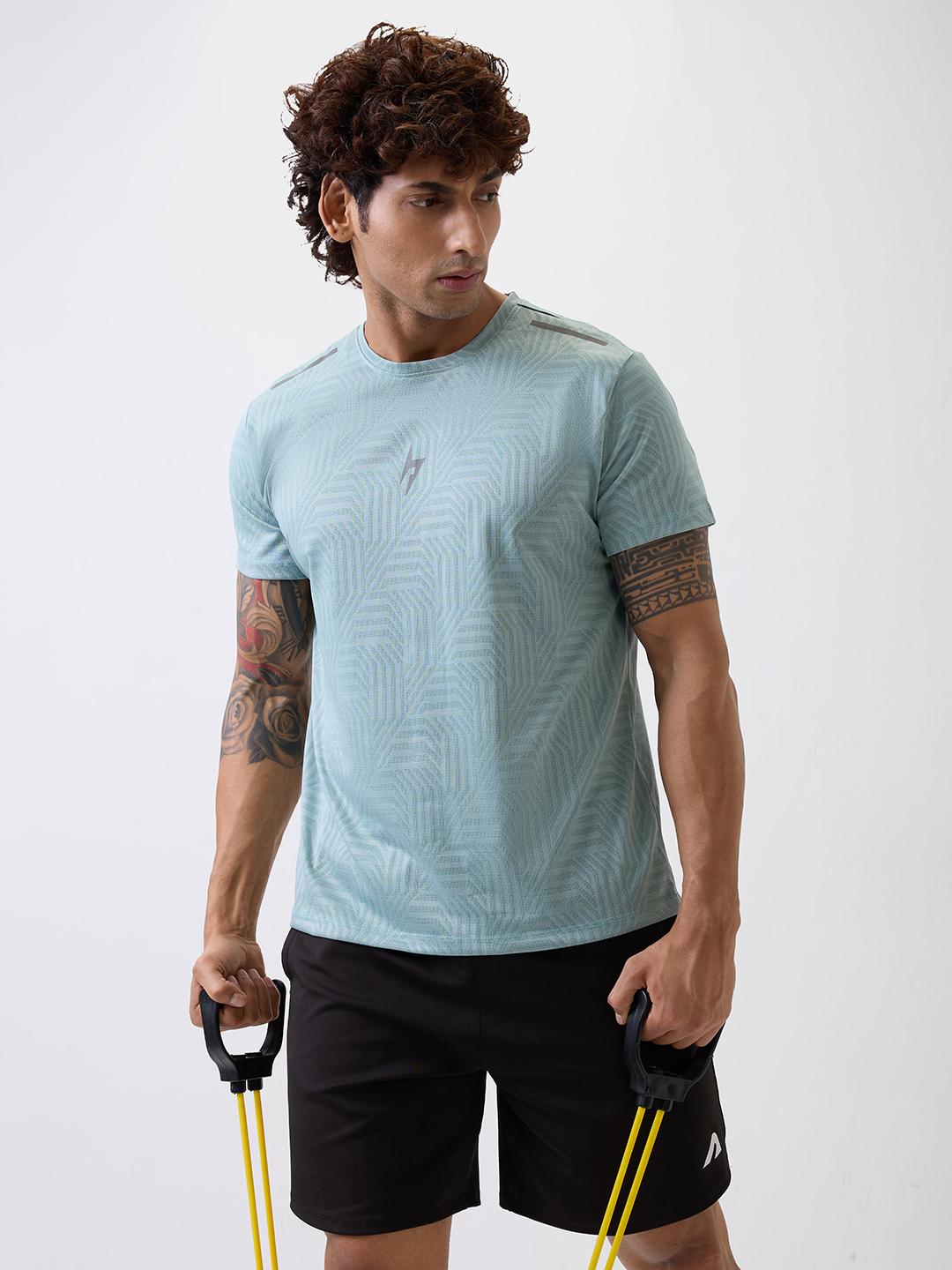 Hardik Pandya Men Rush Round Neck Quick Dry Sea Green T-Shirt for Gym, Running, Yoga, Indoor & Outdoor Sports