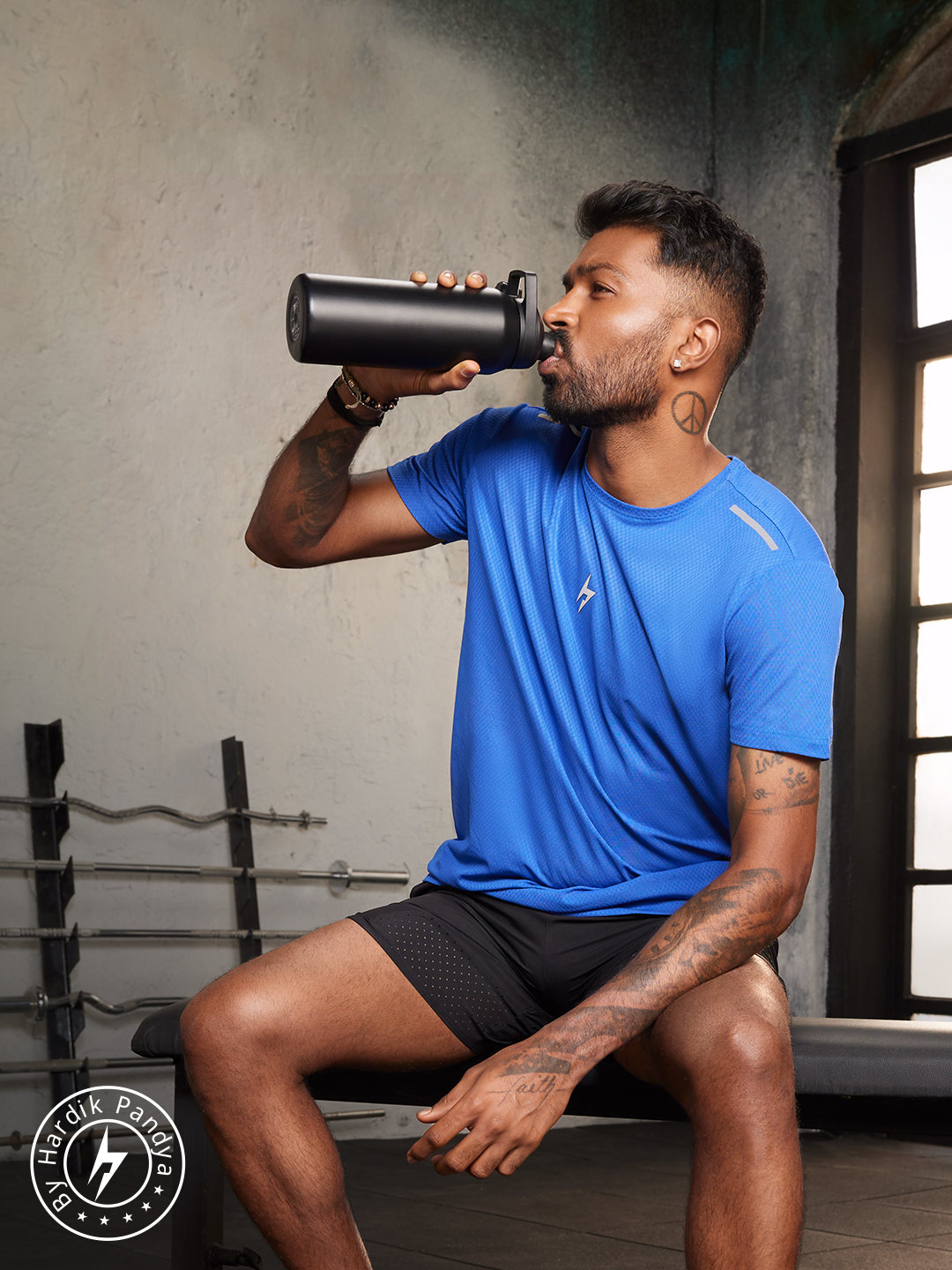 Men Wave Round Neck Quick Dry Royal Blue T-Shirt for Gym, Running, Yoga, Indoor & Outdoor Sports