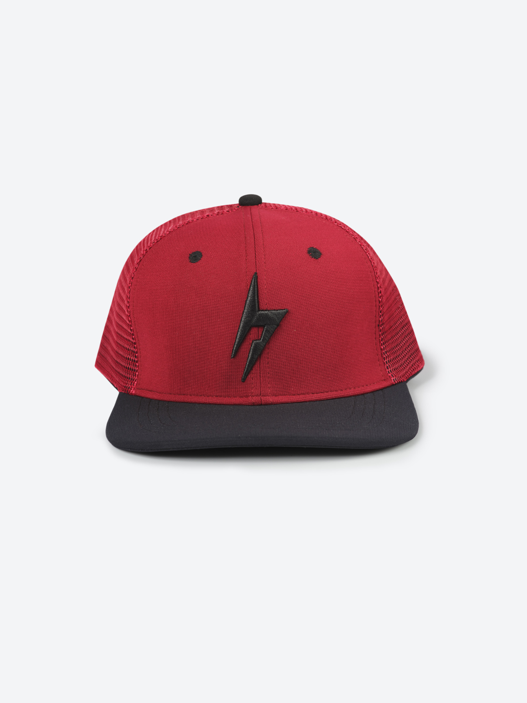 Bolt Mesh Snapback Adjustable Hiphop Polyester Cap (Red Black)