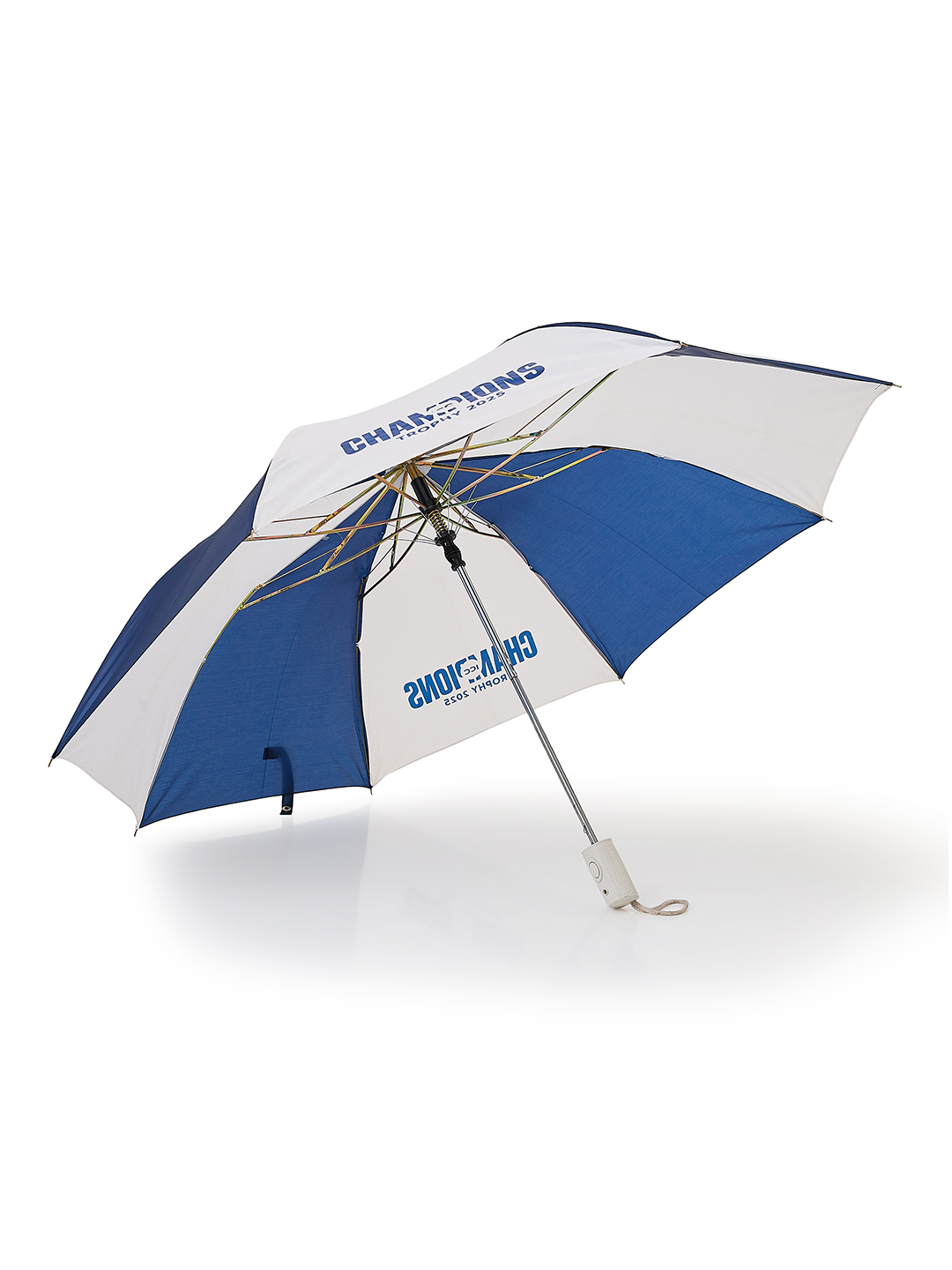 ICC Champion-2025 ICC Champions Trophy 2025 - 24 Inch 2-Fold Automatic Umbrella for Men and Women - Blue/White (4)