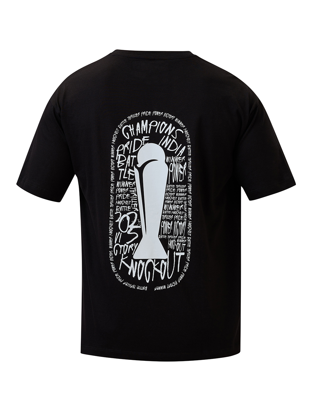 ICC Champion-2025 ICC Champions Trophy 2025 Men Black and White Graphic Printed Half Sleeves Round Neck Cotton Oversized (5)