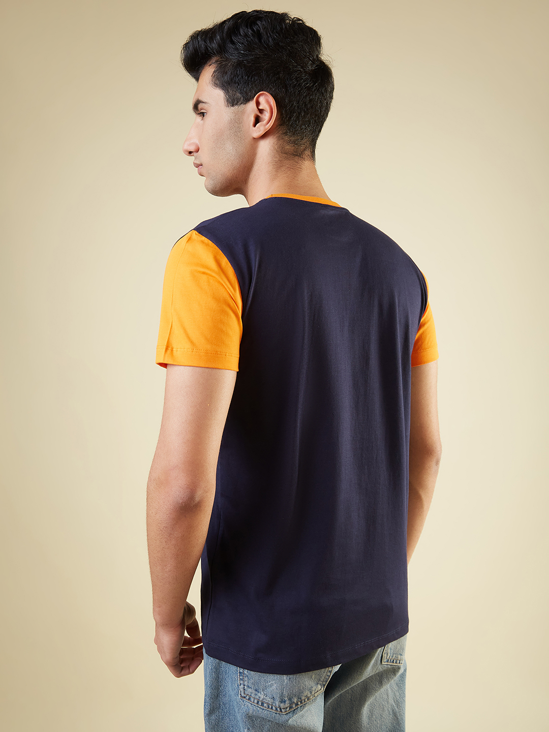 ICC Champion-2025 ICC Champions Trophy 2025 Men Navy Blue and Orange Graphic Printed Half Sleeves Round Neck Cotton T-Sh (2)