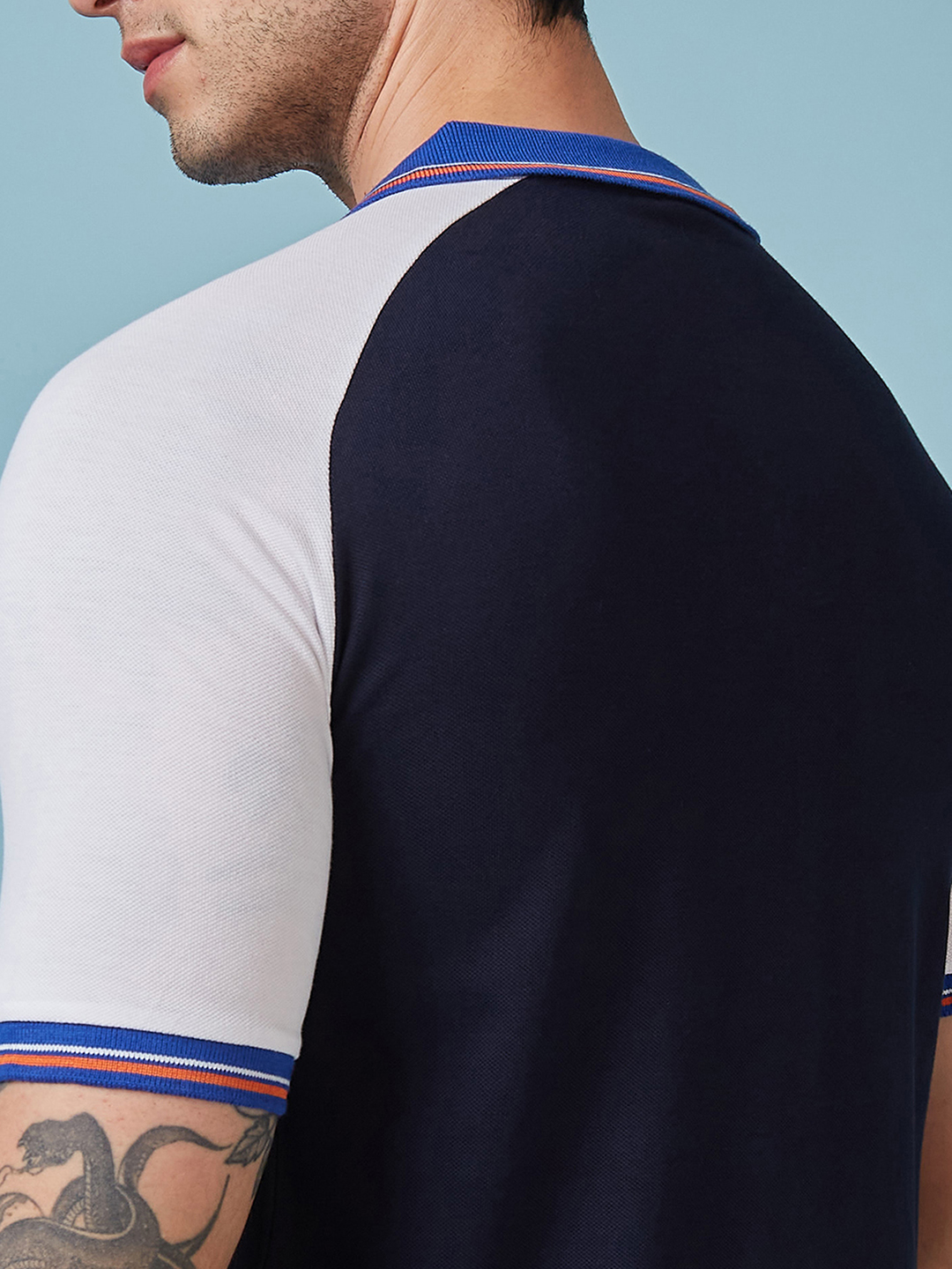 ICC Champion-2025 ICC Champions Trophy 2025 Men Navy Blue and White Half Sleeves Colorblocked Polo Collar T-Shirt (5)