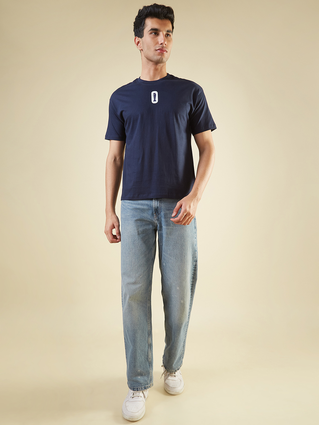 ICC Champion-2025 ICC Champions Trophy 2025 Men Navy Blue Graphic Printed Half Sleeves Round Neck Cotton Oversized T-Shi (4)