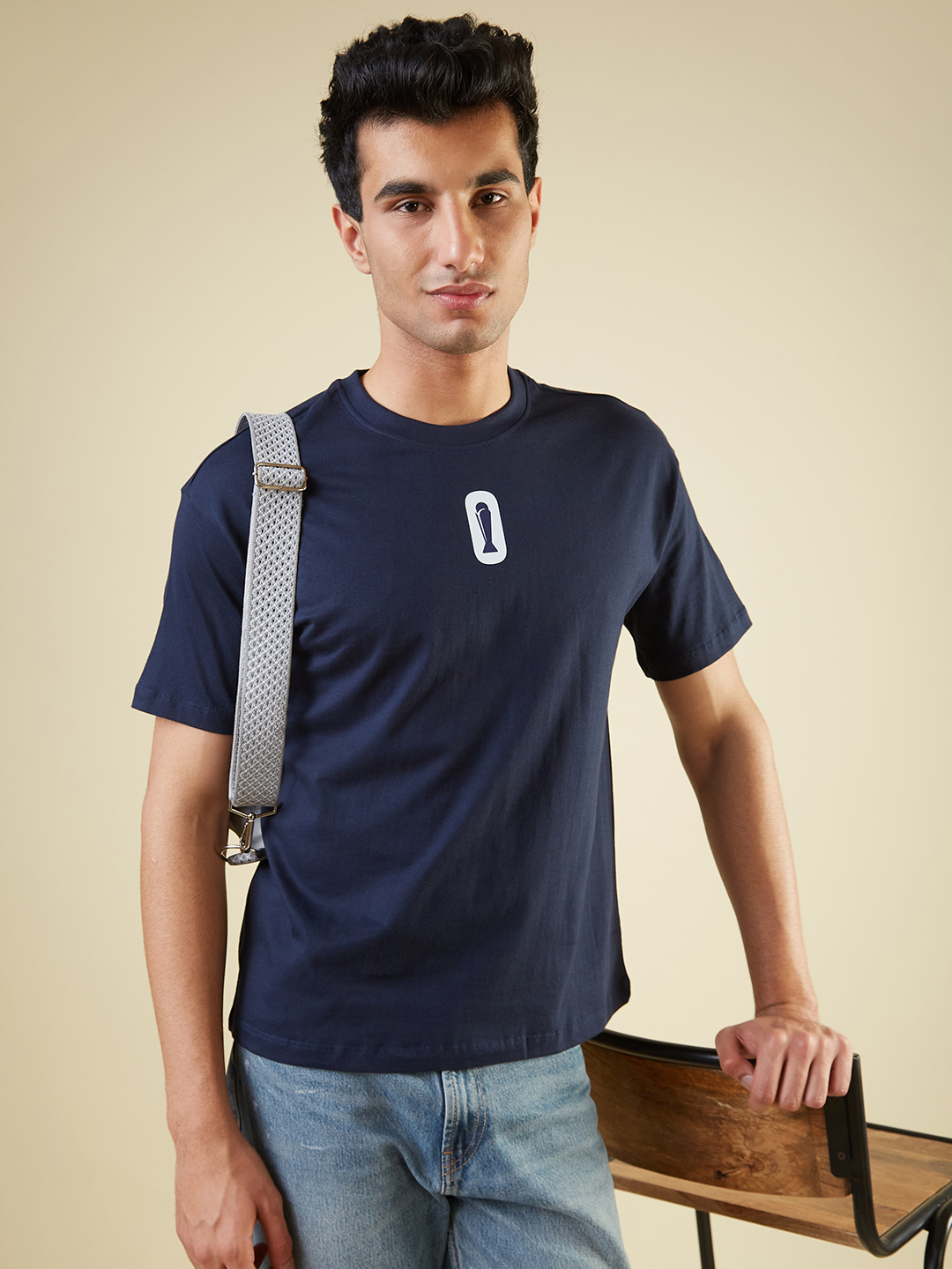 ICC Champion-2025 ICC Champions Trophy 2025 Men Navy Blue Graphic Printed Half Sleeves Round Neck Cotton Oversized T-Shi (2)